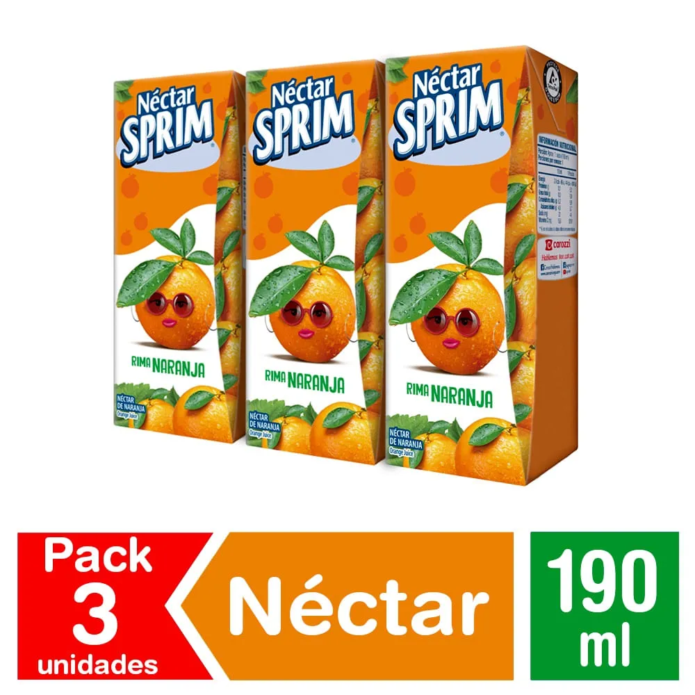 Pack 3 un. Néctar Sprim Naranja 190 ml