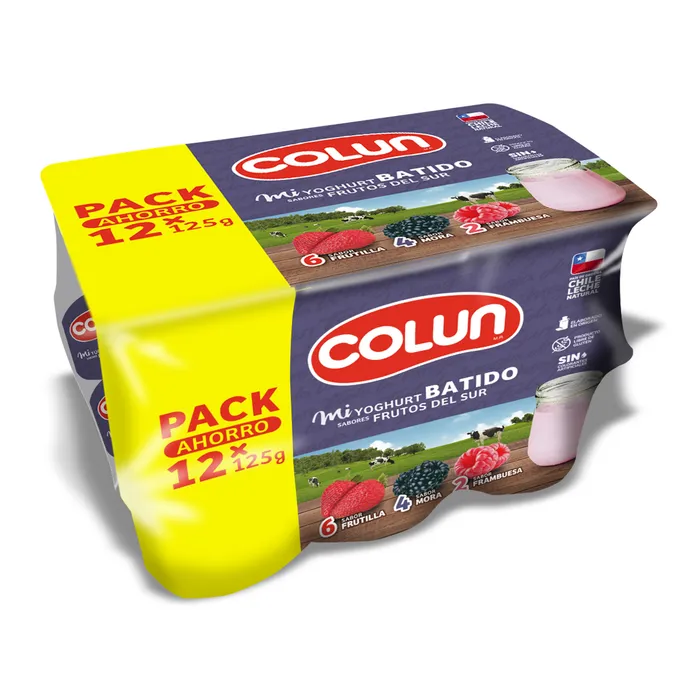 Yoghurt Batido Pack Frutos del Sur Colun 12UN